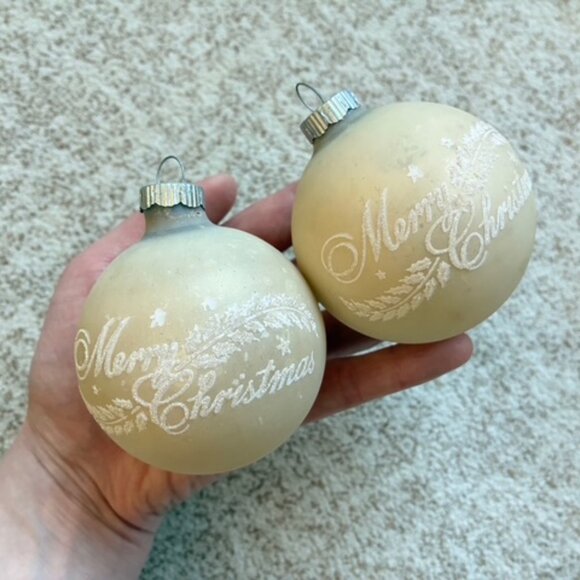 Vintage Shiny Brite Satin Stenciled Mica 12 Flocked Ornaments Boxed Glass - Picture 8 of 9